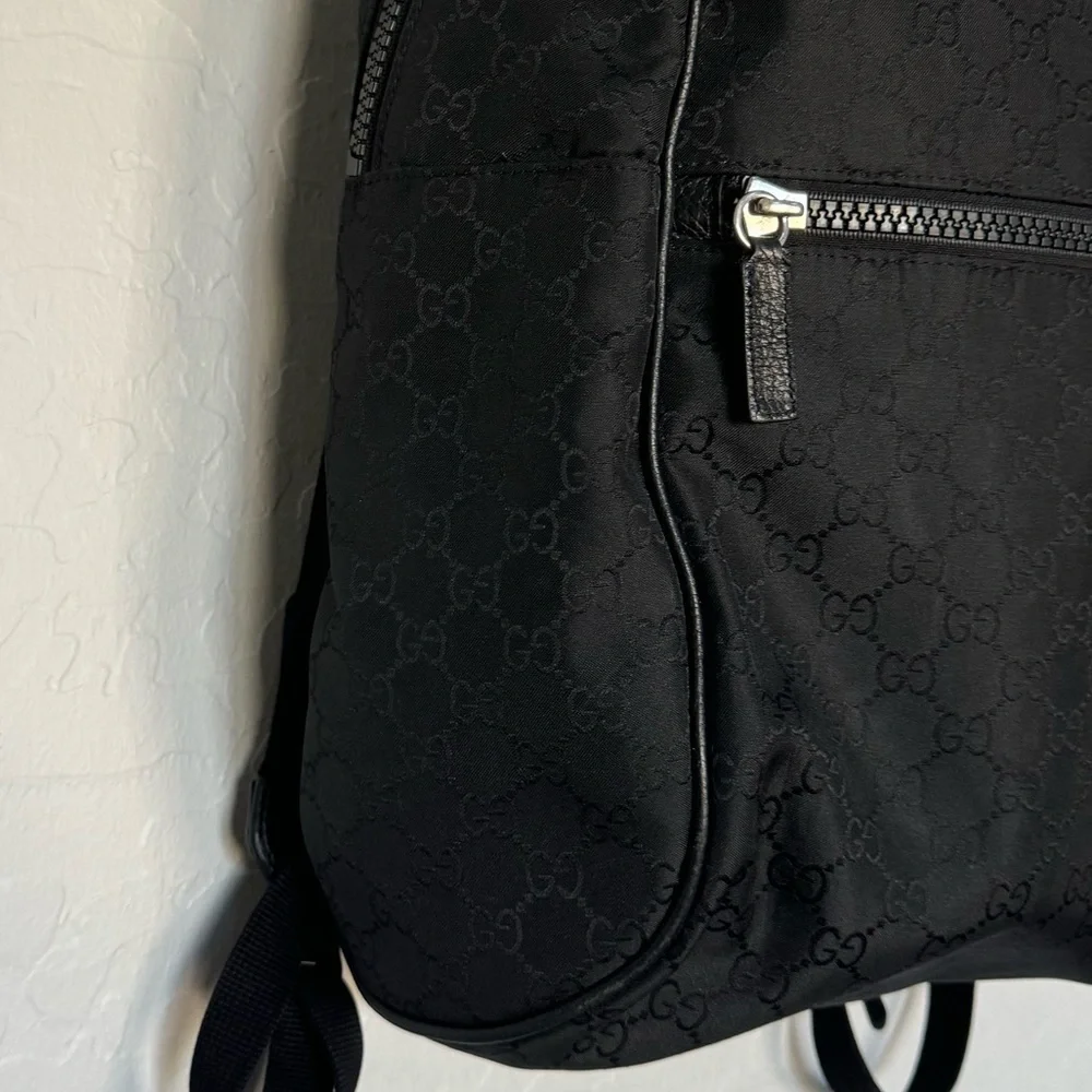 GUCCI GG Monogram Nylon & Leather Backpack in black